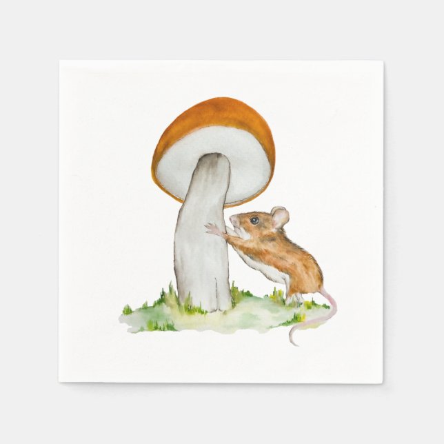 Funny mouse with wild mushroom napkin (Front)