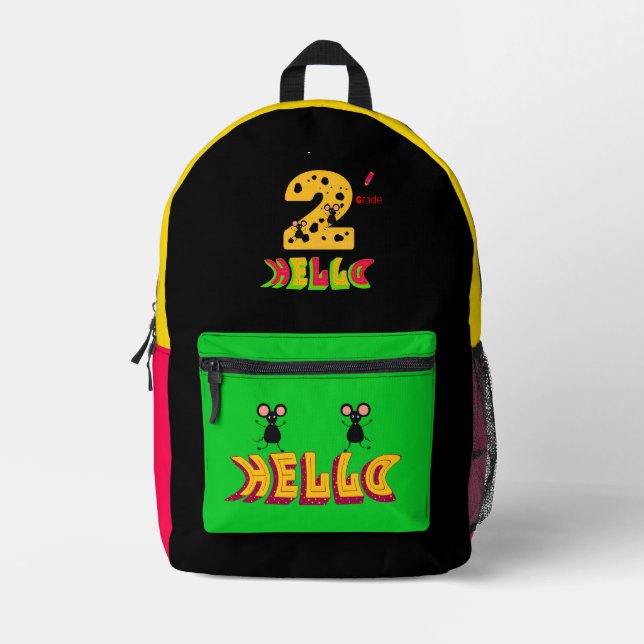 Funny mouses and number TWO Printed Backpack (Front)
