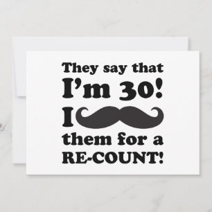 Funny Moustache 30th Birthday Card