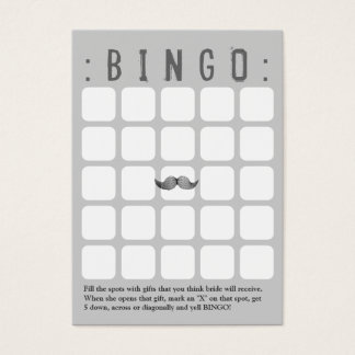 Funny Moustache 5x5 Grey Bingo Card