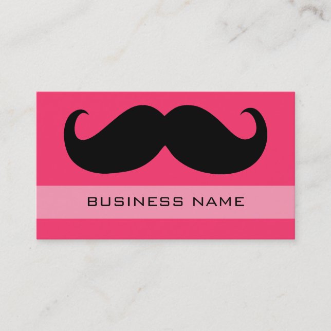 Funny Moustache and Plain Hot Pink Business Card (Front)