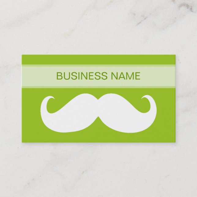 Funny Moustache and Plain Lime Business Card (Front)