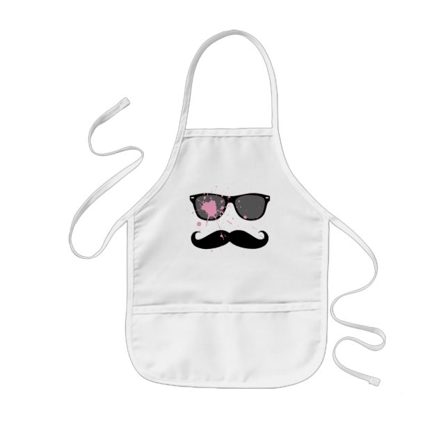 Funny Moustache and Sunglasses Kids Apron (Front)