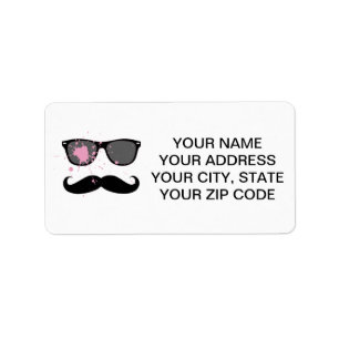 Funny Moustache and Sunglasses Label