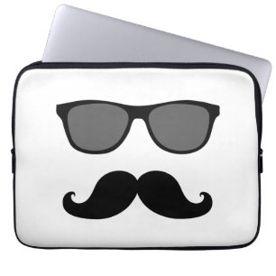 Funny Moustache, Black Sunglasses Laptop Sleeve