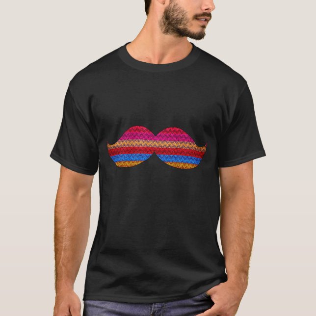 Funny Moustache Chevron Pattern T-Shirt (Front)