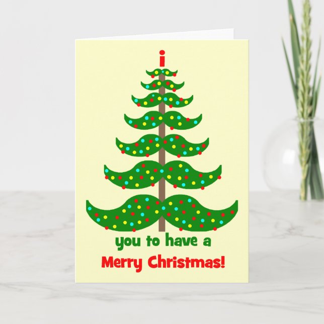 funny moustache Christmas Holiday Card (Front)