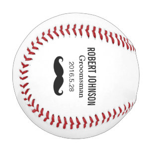 Funny Moustache Custom Groomsman Best man Wedding Baseball