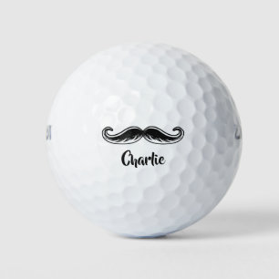 Funny Moustache custom name golf balls