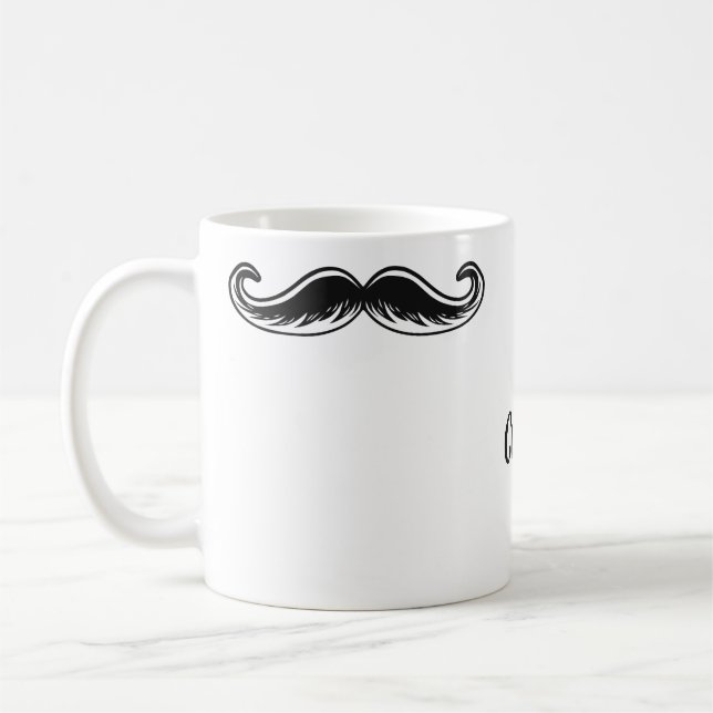 Funny Moustache custom name mugs (Left)