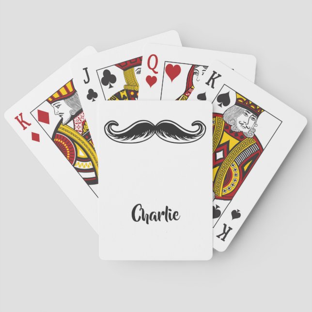 Funny Moustache custom name playing cards (Back)
