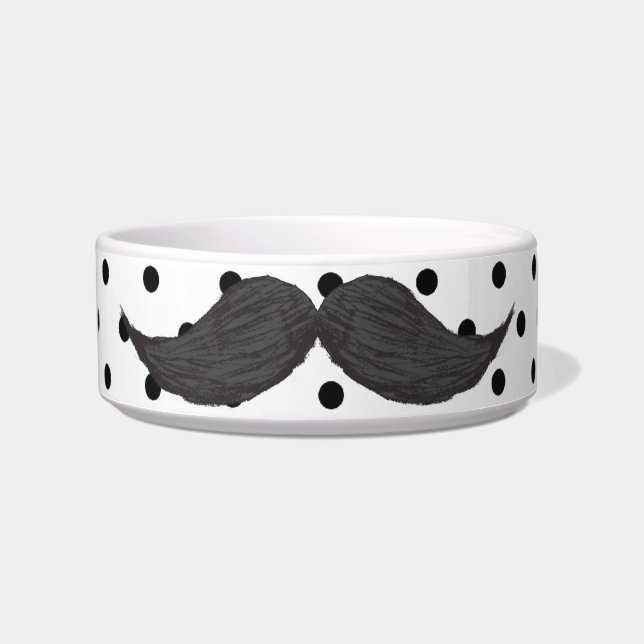 Funny Moustache Drawing And Black Polka Dots Bowl (Front)