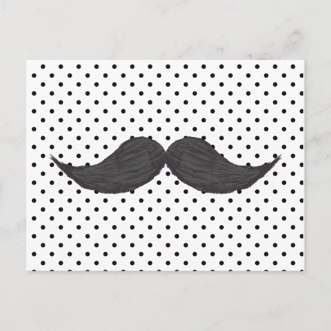 Funny Moustache Drawing And Black Polka Dots Postcard (Front)