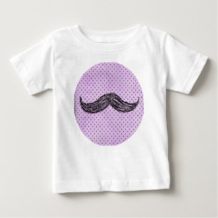 Funny   Moustache Drawing With Purple Polka Dots Baby T-Shirt