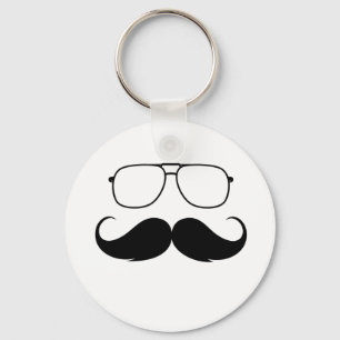 funny moustache glasses in black key ring
