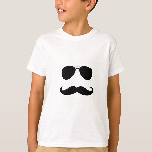 Funny Moustache Guy Print T-Shirt (Front)