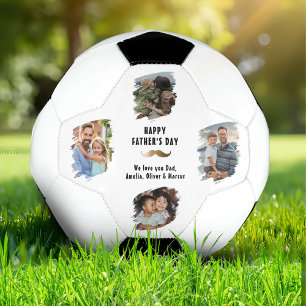 Funny Moustache Happy Father's Day 4 Photo Soccer Ball