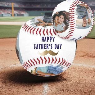 Funny Moustache Happy Father's Day 4 Photo Softball