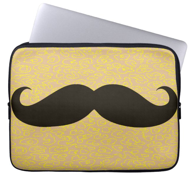 Funny Moustache Laptop Sleeve (Front)