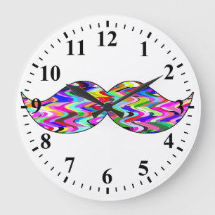 Funny Moustache Large Clock