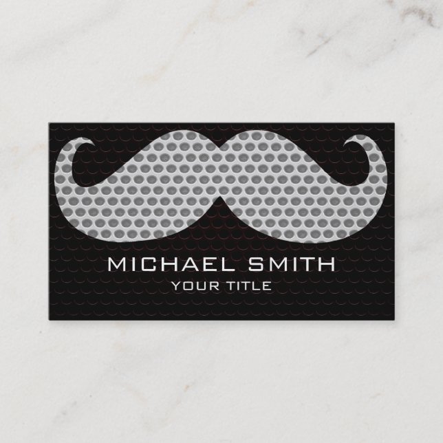 Funny Moustache Metal Hole Business Card (Front)