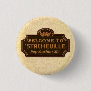 Funny Moustache Mo Welcome Sign 3 Cm Round Badge