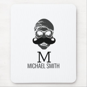 Funny Moustache Monogram #2 Mouse Pad