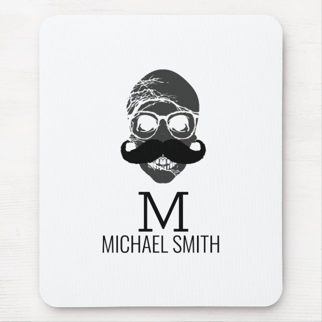 Funny Moustache Monogram #2 Mouse Pad (Front)