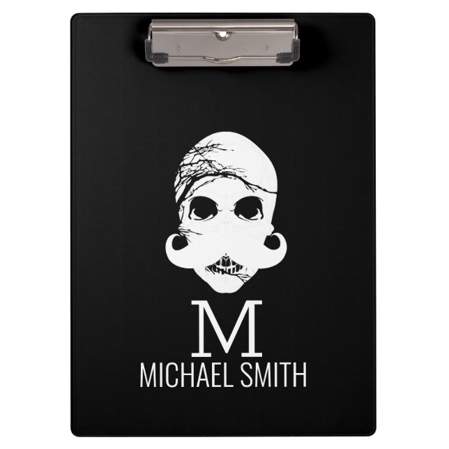 Funny Moustache Monogram Clipboard (Front)
