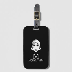 Funny Moustache Monogram Luggage Tag
