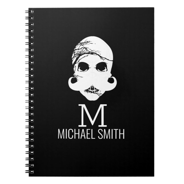 Funny Moustache Monogram Notebook (Front)