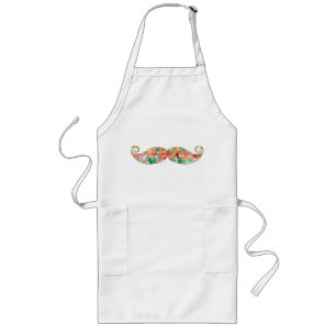 Funny Moustache Mosaic Pattern #3 Long Apron