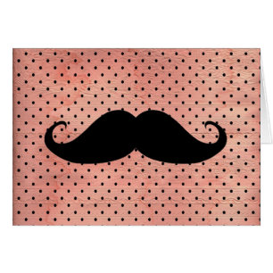 Funny Moustache On Cute Pink Polka Dot Background
