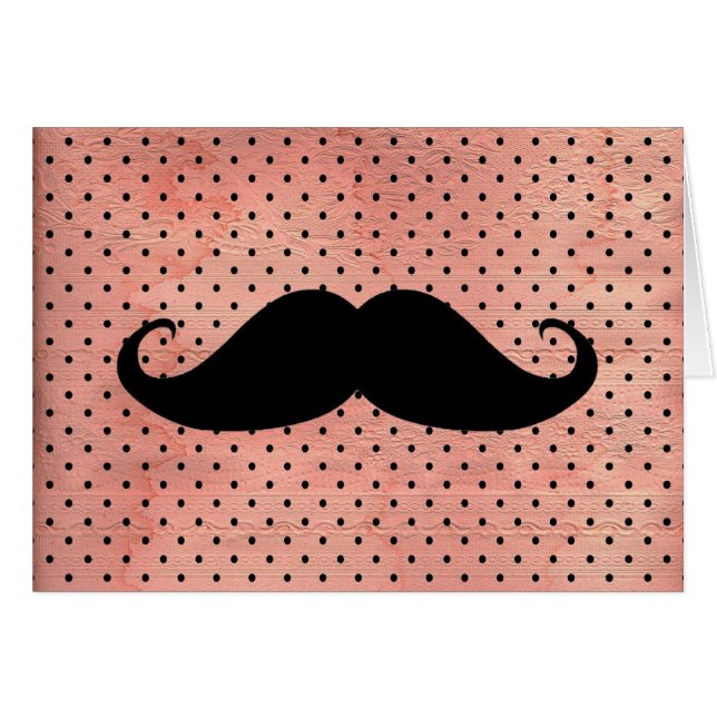 Funny Moustache On Cute Pink Polka Dot Background (Front Horizontal)
