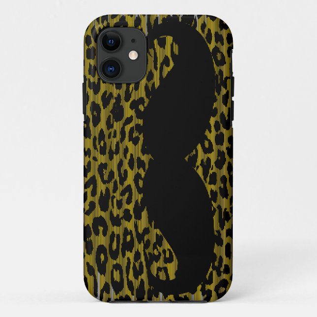 Funny Moustache on Leopard Skin 3 Case-Mate iPhone Case (Back)