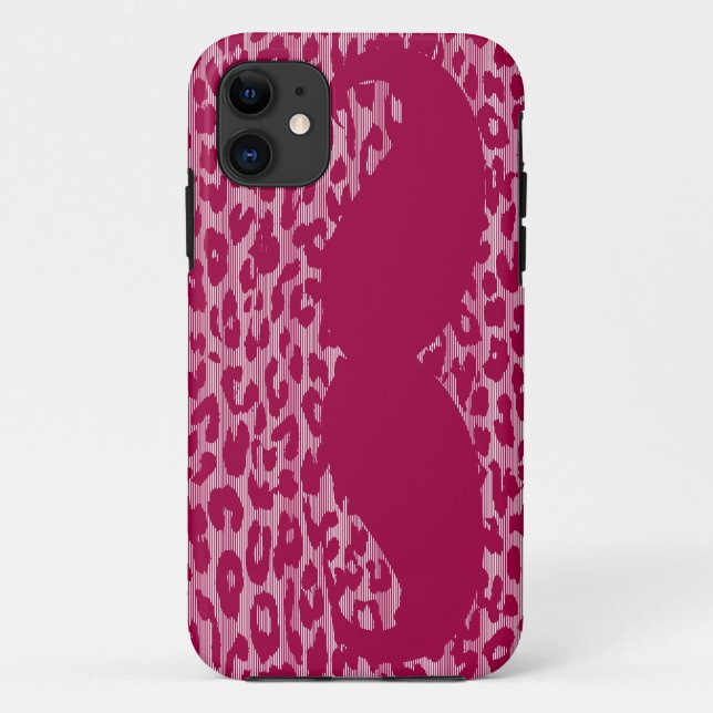 Funny Moustache on Leopard Skin Case-Mate iPhone Case (Back)