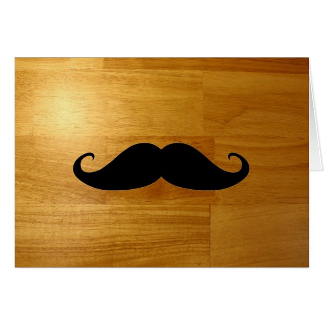 Funny Moustache on Shiny Wood Texture Background (Front Horizontal)