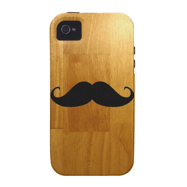 Funny Moustache on Shiny Wood Texture Background Case-Mate iPhone Case (Back)