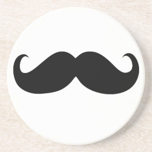 Funny Moustache on White Background Coaster