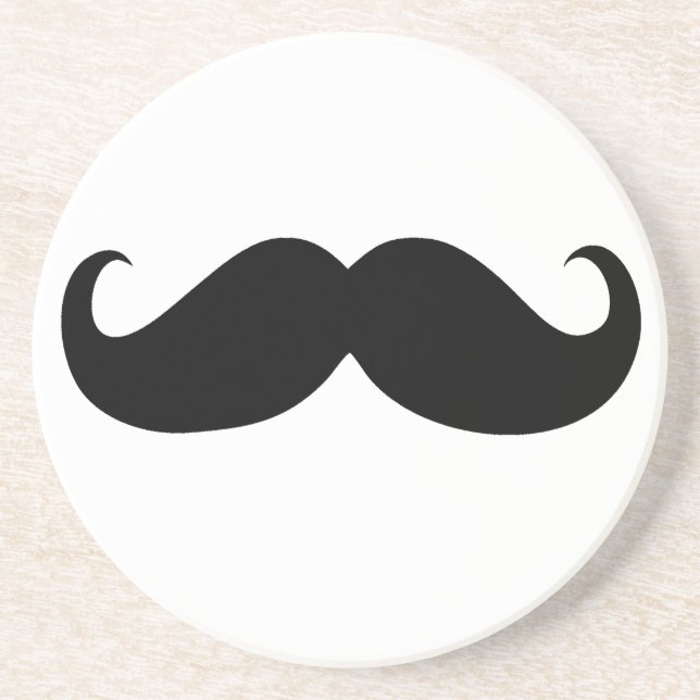 Funny Moustache on White Background Coaster (Front)