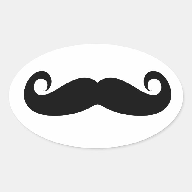 Funny Moustache Oval Sticker (Front)