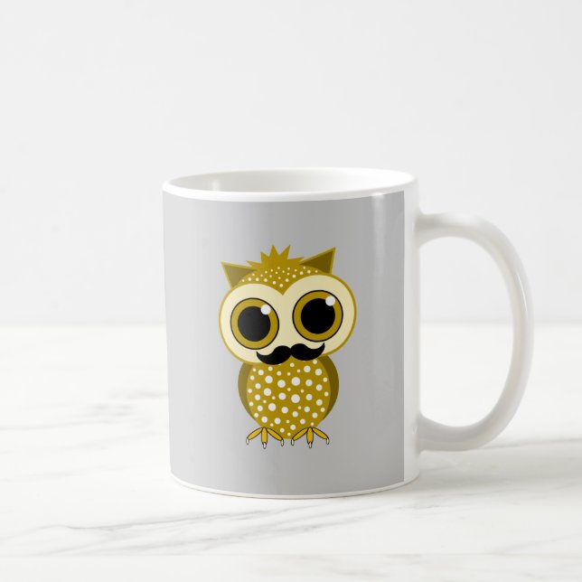funny moustache owl coffee mug (Right)