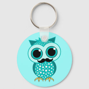 funny moustache owl key ring