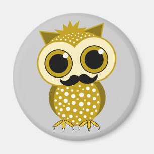 funny moustache owl magnet