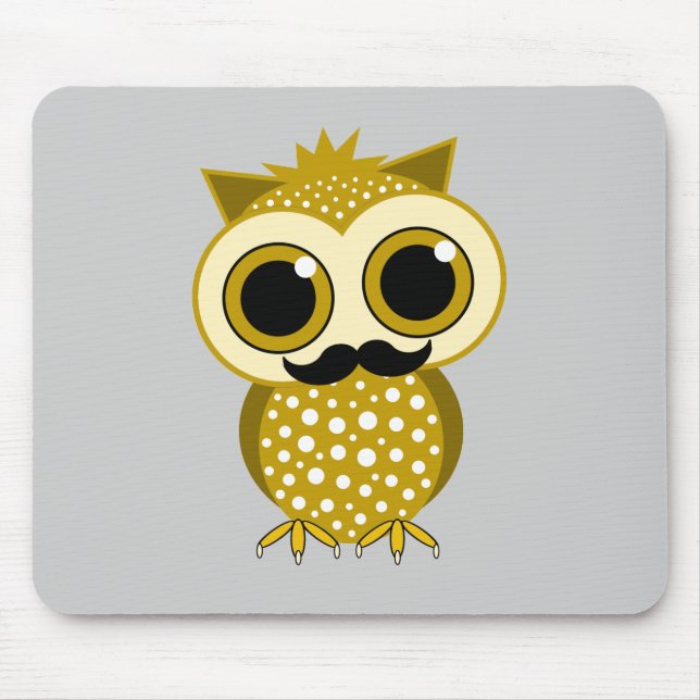 funny moustache owl mouse pad (Front)