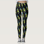 Funny Moustache Pickle Playing Pickleball Black Leggings<br><div class="desc">All your pickleball friends will get a laugh out of these Funny Pickleball Leggings featuring an all over pattern of a moustached cartoon pickle "person" holding a pickleball paddle and balls. Great for rec play or tournament/match club play. Easily change the background colour to your preference.</div>