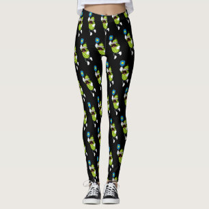Funny Moustache Pickle Playing Pickleball Black Leggings