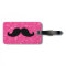 Funny Moustache Pink Glitter Luggage Tag
