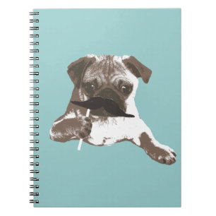 Funny Moustache Pug Notebook
