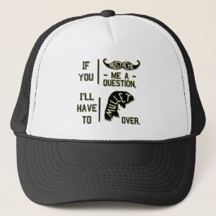 Funny Moustache Question Mullet Joke Pun Trucker Hat